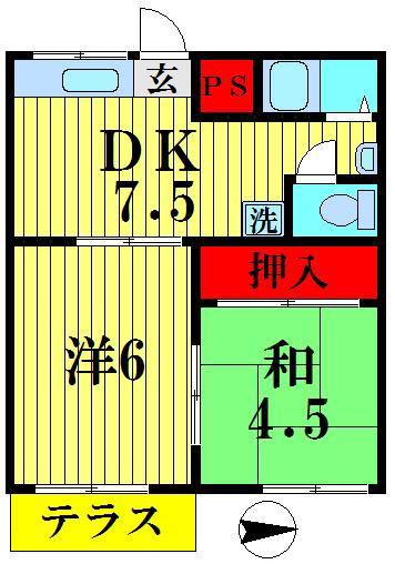コーポエクレール(2DK/2階)の間取り写真