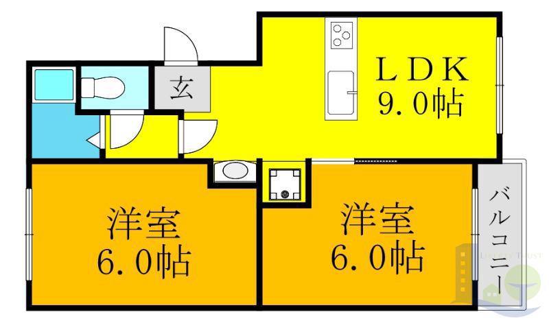 下新庄コーポ(2LDK/4階)の間取り写真