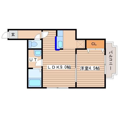 グラスマーレ西町(1LDK/2階)の間取り写真