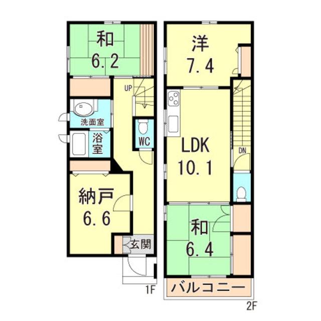 芦屋月若町メゾネット(3SLDK/1階)の間取り写真