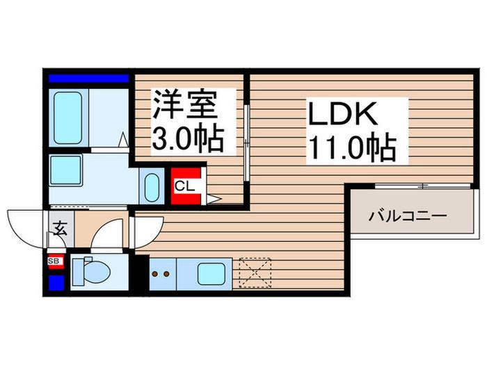 JK的場 AP V(1LDK/1階)の間取り写真
