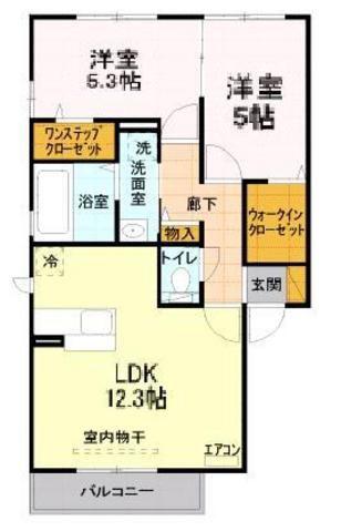 フェニックス小仙波D(2LDK/1階)の間取り写真