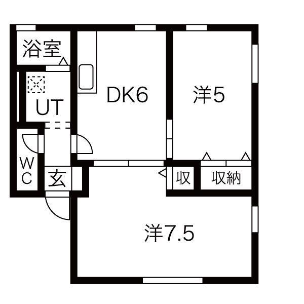 レトア絹香A(2DK/1階)の間取り写真