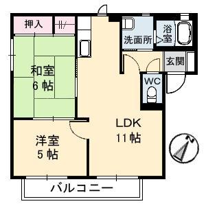 セトゥールインウエスト(2LDK/1階)の間取り写真