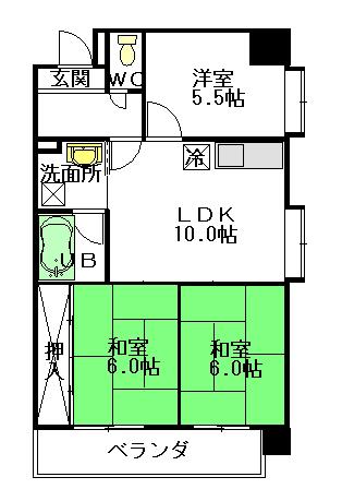 エステート19(3LDK/2階)の間取り写真