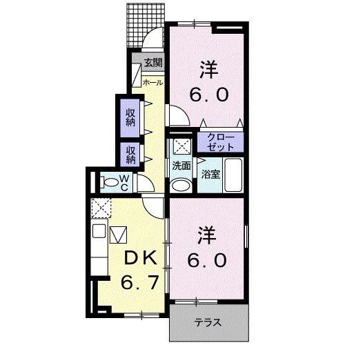 メゾンド・デスパシオ(2DK/1階)の間取り写真