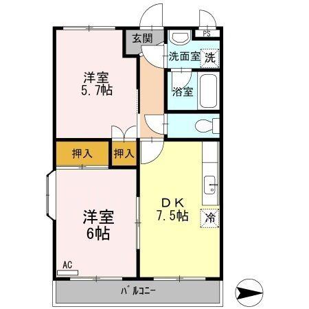 リーベン上成(2DK/3階)の間取り写真