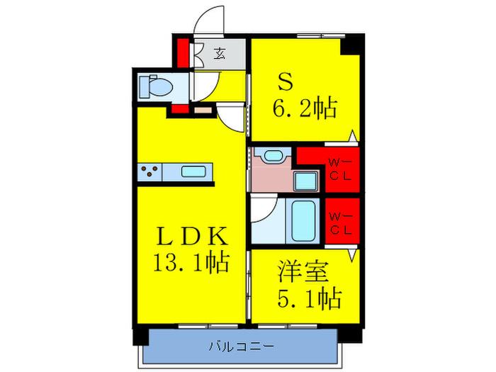 ERBA(1SLDK/2階)の間取り写真