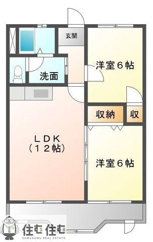 コーポラスコスモス(2LDK/2階)の間取り写真