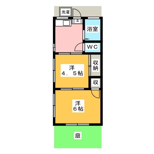 中荘(2K/1階)の間取り写真