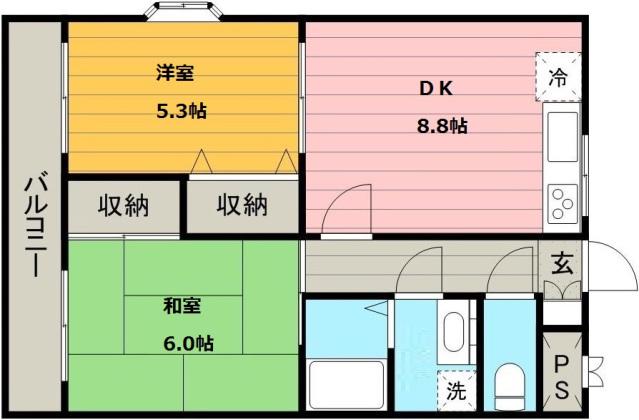 ベルツリー 303(2DK/3階)の間取り写真