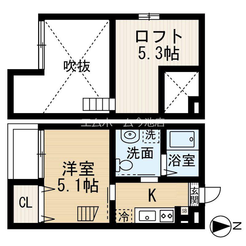 KSハイツ(1K/1階)の間取り写真