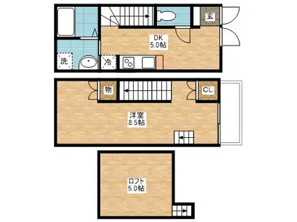 カロンHAYAMA(1DK/1階)の間取り写真
