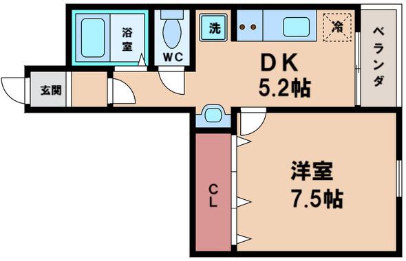 サンハイツ大領(1DK/1階)の間取り写真