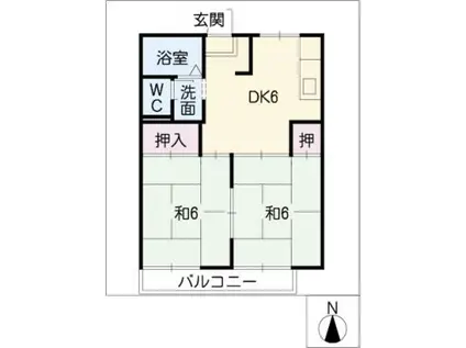 コスモハイツ(2DK/2階)の間取り写真
