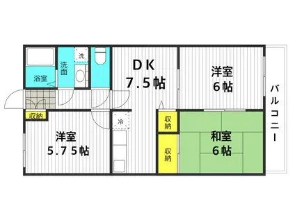 ファミール岸和田(3DK/2階)の間取り写真