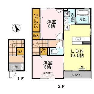 ブロッサムガーデン(2LDK/2階)の間取り写真
