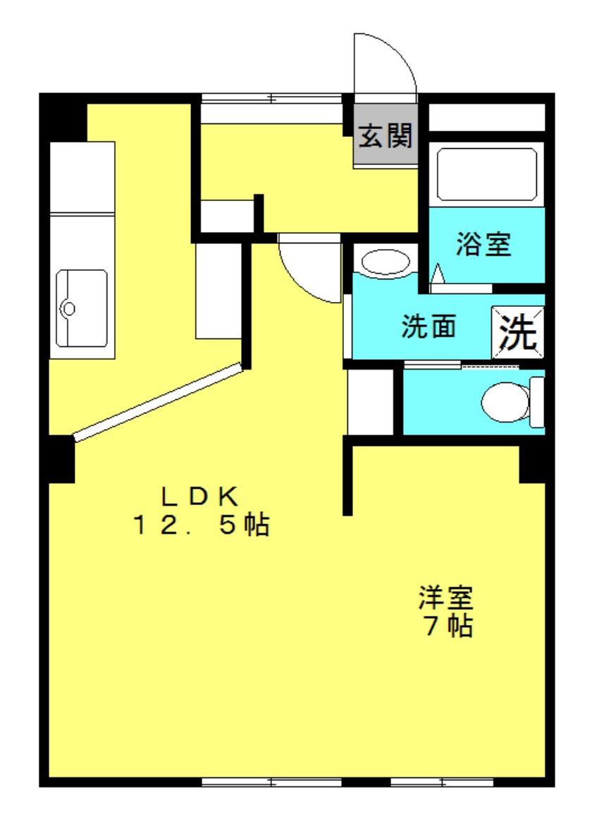 エクセレント宝殿3号棟(1LDK/6階)の間取り写真