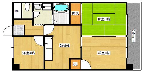 第2田寅ビル(3DK/4階)の間取り写真