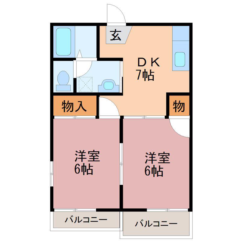 コーポラスII(2DK/2階)の間取り写真