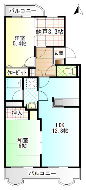 ベルヴェデーレII(2SLDK/3階)の間取り写真
