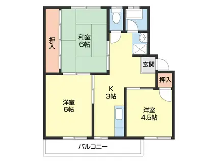 コーポ芦辺(3K/2階)の間取り写真