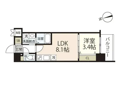 S-RESIDENCE天満町 BARK(1LDK/5階)の間取り写真