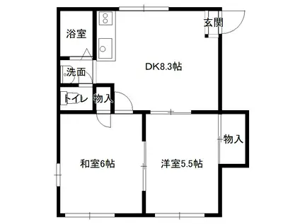 コーポ奈良(2DK/2階)の間取り写真