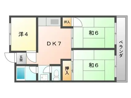 ロイヤルハイツ木村1号館(3DK/2階)の間取り写真