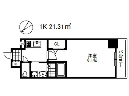 エスリード神戸兵庫駅マリーナスクエア(1K/8階)の間取り写真