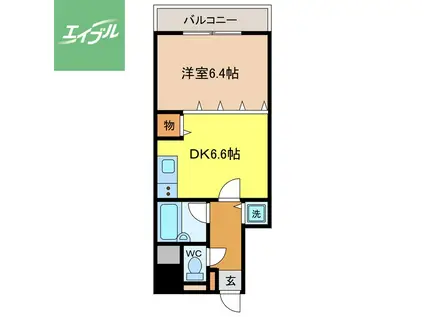 クオーレ鍛冶屋町(1DK/3階)の間取り写真