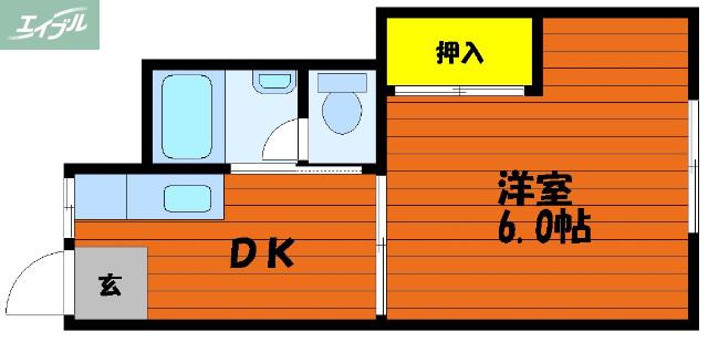 第二丸本ビル(1DK/2階)の間取り写真