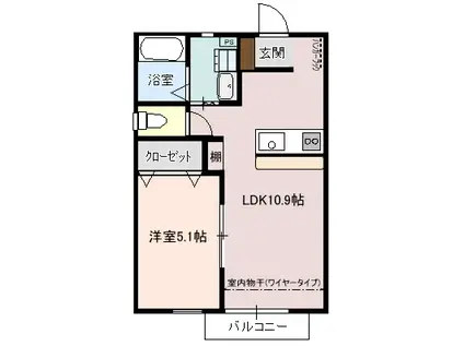 ゴスホークD(1LDK/2階)の間取り写真