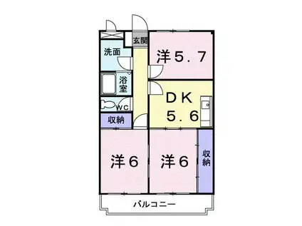 ファミーユI(3DK/2階)の間取り写真
