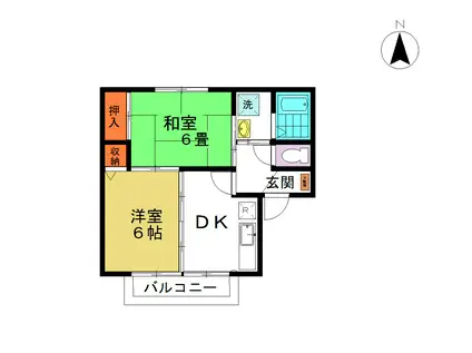 アンディーヌ A101(2DK/1階)の間取り写真