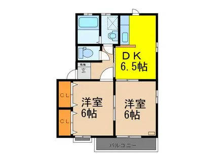 コーポミストラルIII(2DK/2階)の間取り写真