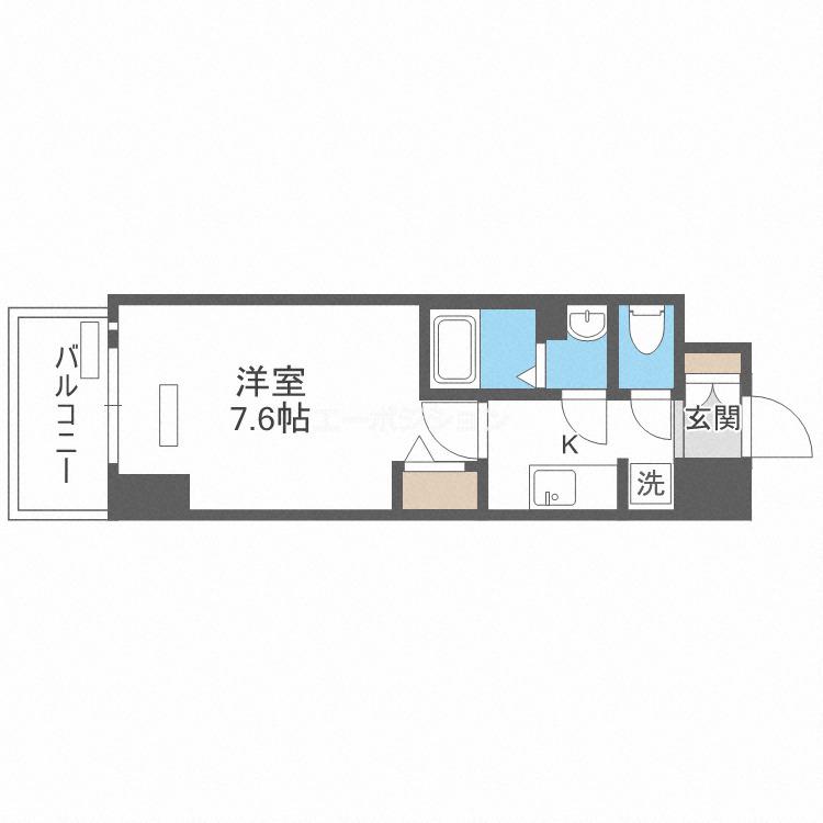 ララプレイス難波ガルデン(1K/6階)の間取り写真