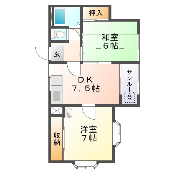 ハイツ千代ヶ丘(2DK/3階)の間取り写真