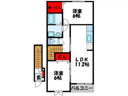 PASTORALE 今古賀 I(2LDK/2階)の間取り写真
