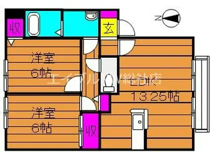 サンビレッジチェリオA棟(2LDK/1階)の間取り写真