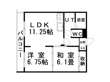 富士マンション浪花(2LDK/4階)の間取り写真