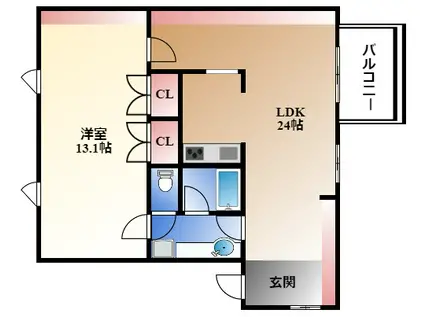 TASHIRO71(1LDK/9階)の間取り写真