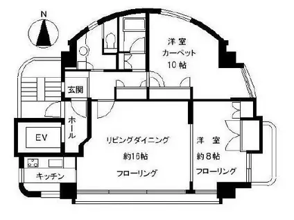 パラッツオ大山(2LDK/4階)の間取り写真
