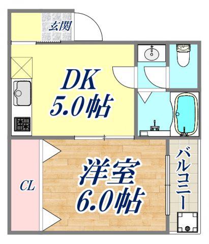 小林マンション(1DK/2階)の間取り写真