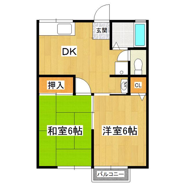 ガーデンハイツ(2DK/2階)の間取り写真