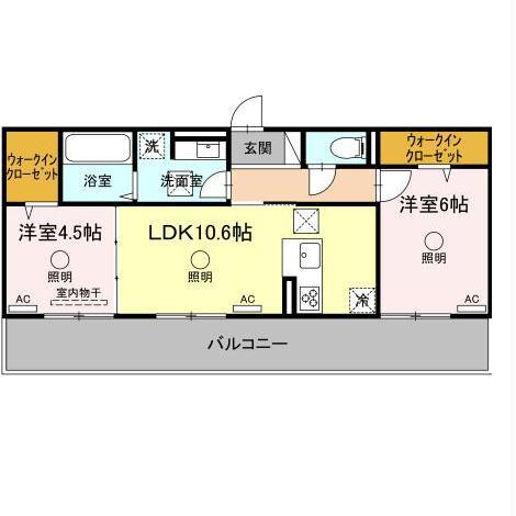 熊本県熊本市東区 3階建 築3年(2LDK/3階)の間取り写真