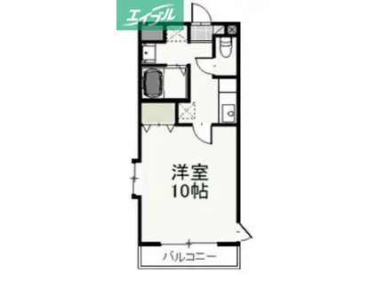 ウエスト COURT B(1K/2階)の間取り写真