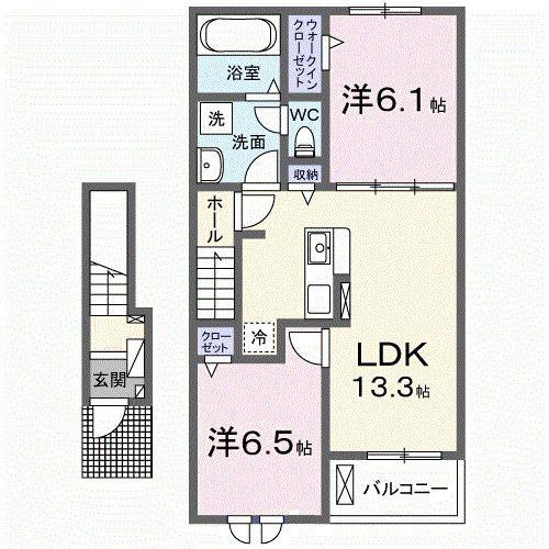 ベローグロリオサV B(2LDK/2階)の間取り写真