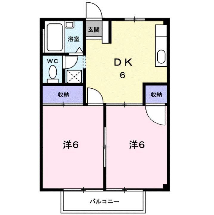 シティハイツ ホワイトリバ-(2DK/2階)の間取り写真