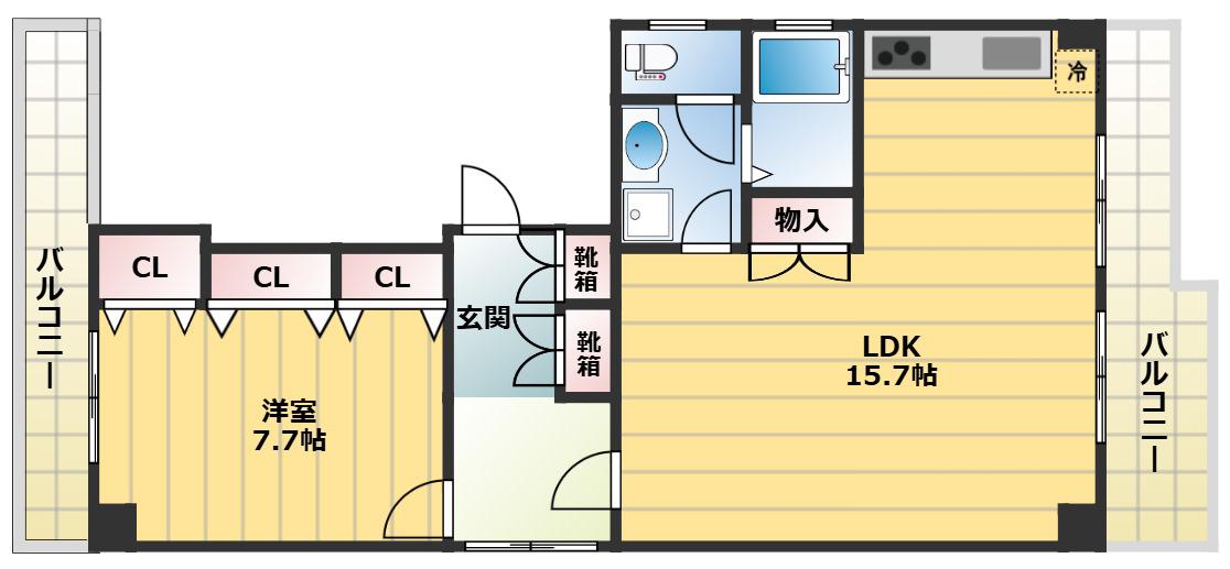 アカカベビル(1LDK/3階)の間取り写真